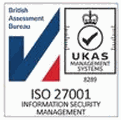 ISO 27001 information security management, certified by British Assessment Bureau, UKAS accredited